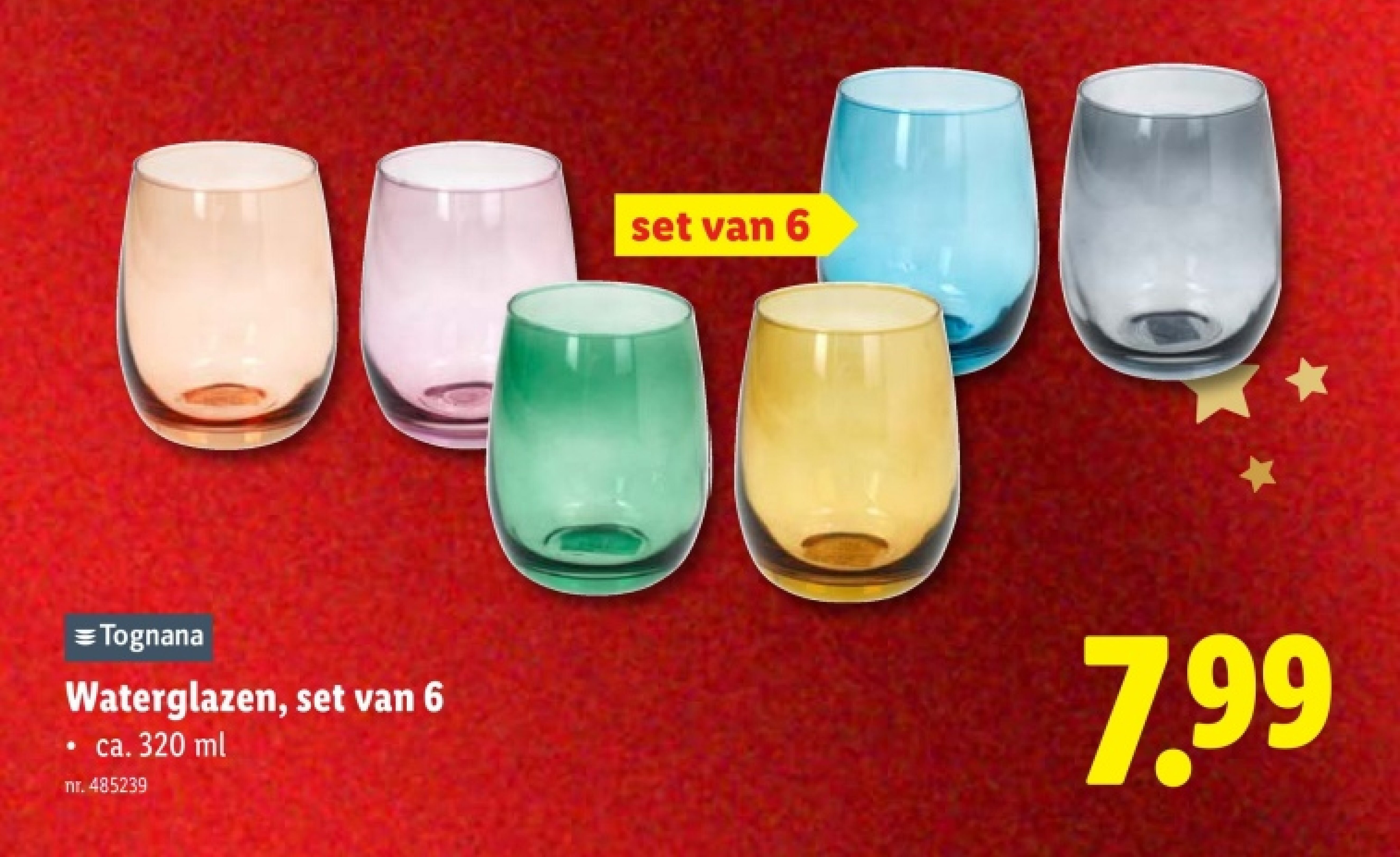 Waterglazen, set van 6