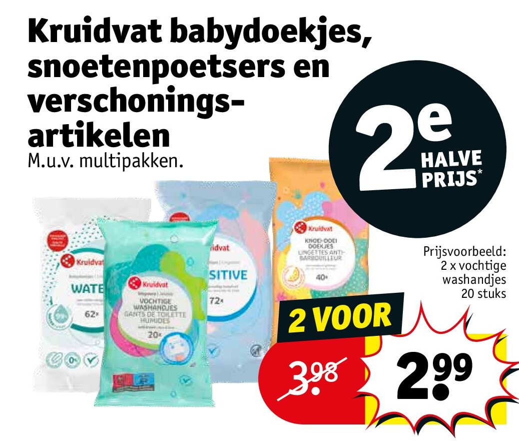 Kruidvat babydoekjes, snoetenpoetsers en verschoningsartikelen