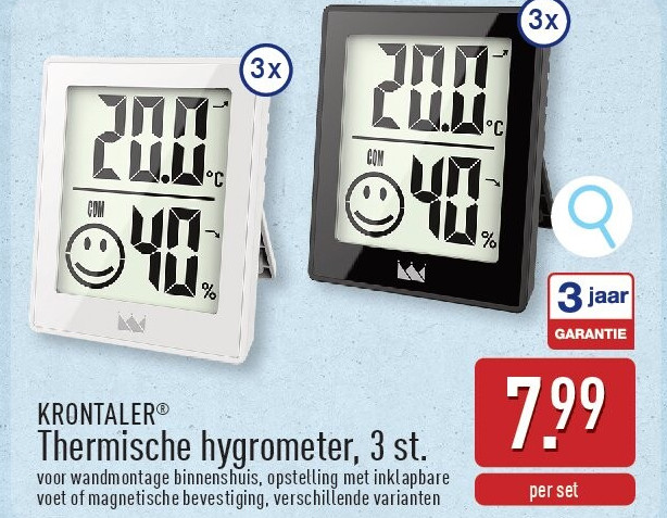Thermische hygrometer, 3st.