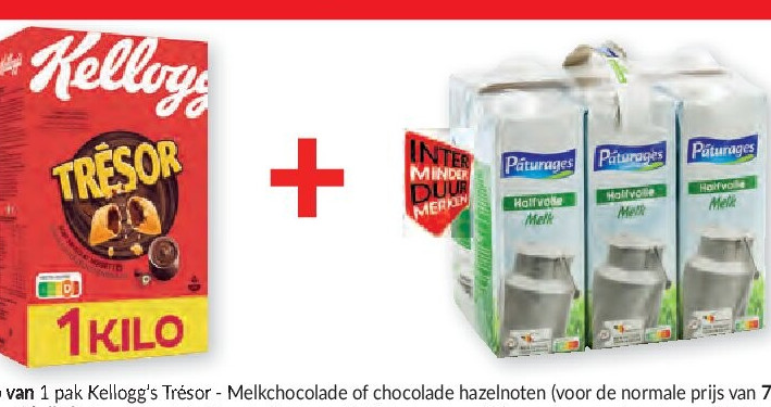Kellogg's Trésor 1kg en Pâturages halfvolle melk