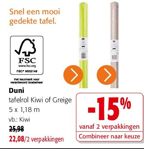 Duni tafelrol Kiwi of Greige 5 x 1,18 m