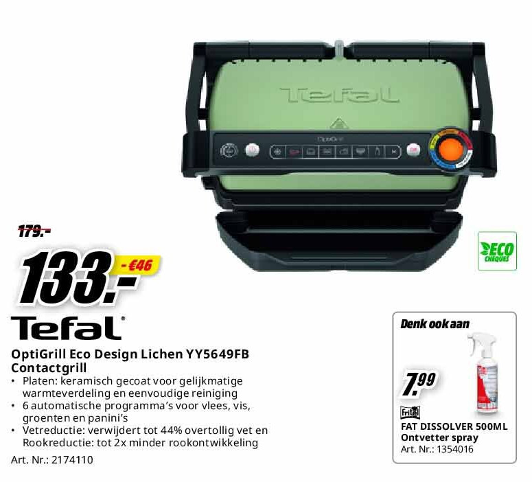 OptiGrill Eco Design Lichen YY5649FB Contactgrill