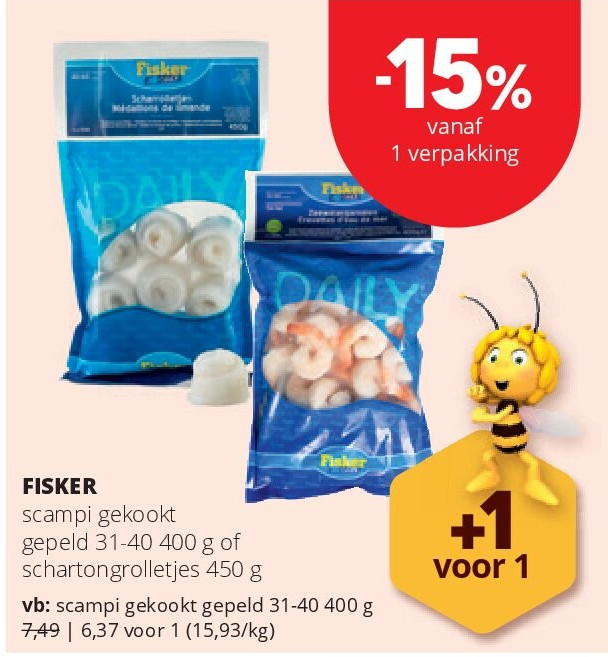 FISKER scampi gekookt gepeld 31-40 400 g