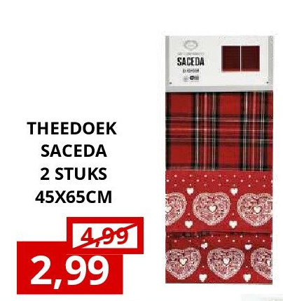 THEEDOEK SACEDA 2 STUKS 45X65CM