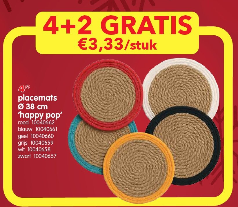 placemats Ø 38 cm ‘happy pop’