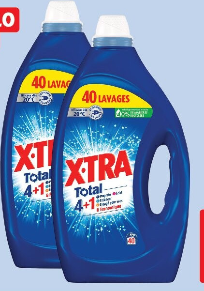 Lessive liquide X-Tra Total 4 en 1, 40 lavages (1,8 l)