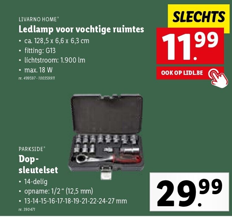 Ledlamp voor vochtige ruimtes