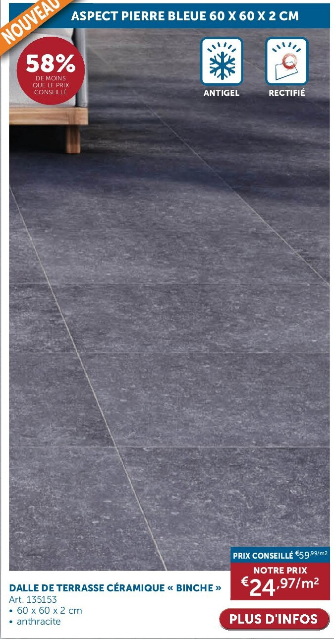 DALLE DE TERRASSE CÉRAMIQUE « BINCHE »