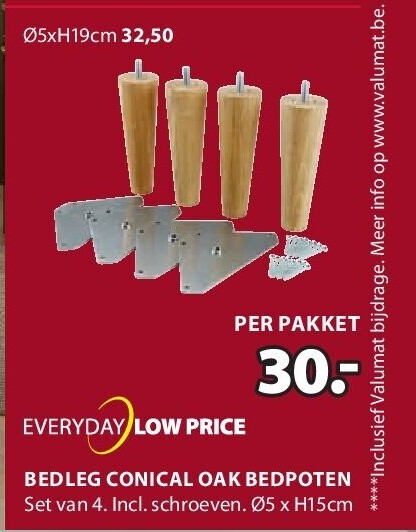 BEDLEG CONICAL OAK BEDPOTEN