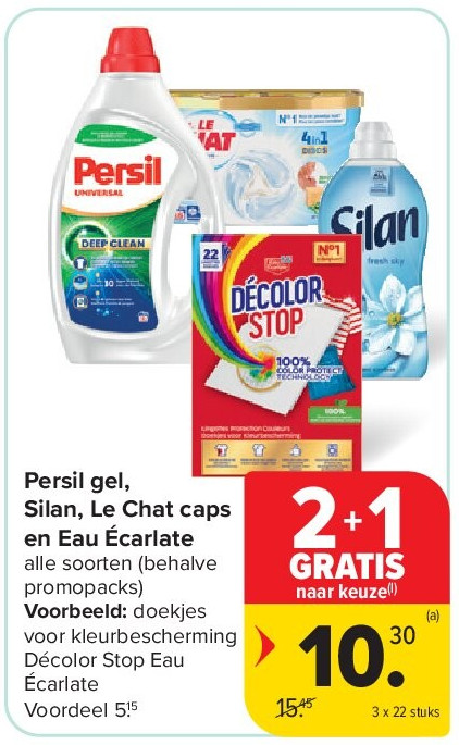 Persil gel, Silan, Le Chat caps en Eau Écarlate