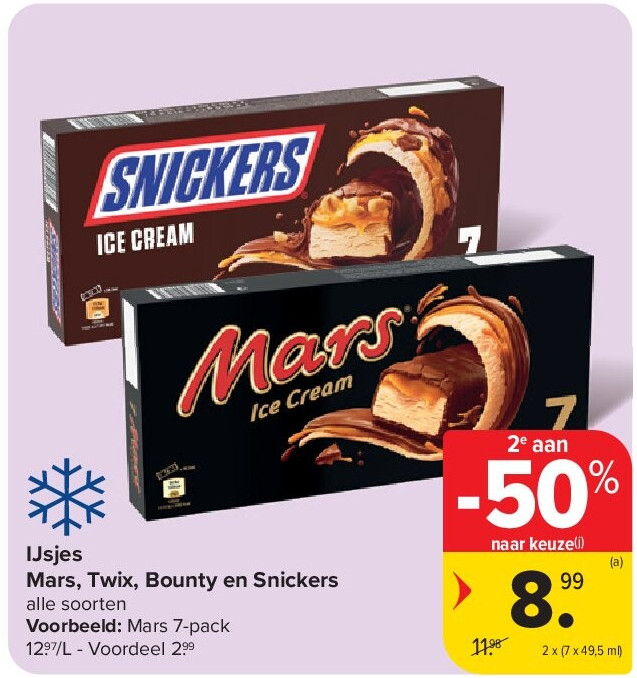 IJsjes Mars, Twix, Bounty en Snickers