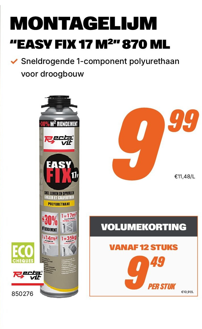 Montagelijm Easy Fix 17 m² 870 ml