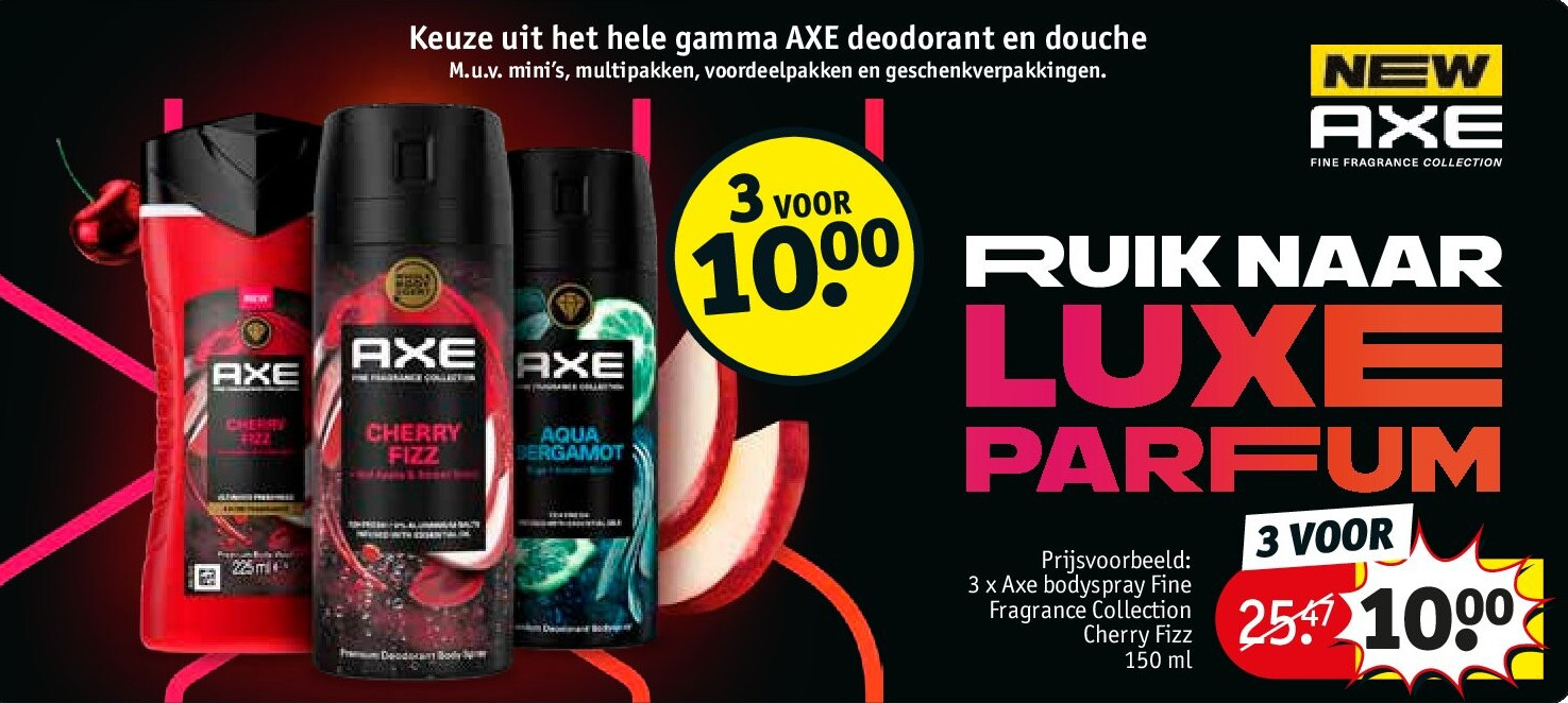 3 x Axe bodyspray Fine Fragrance Collection Cherry Fizz 150 m