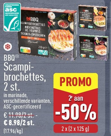 Scampi- brochettes, 2st.