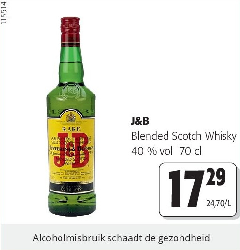 J&B Blended Scotch Whisky 40 % vol 70 c