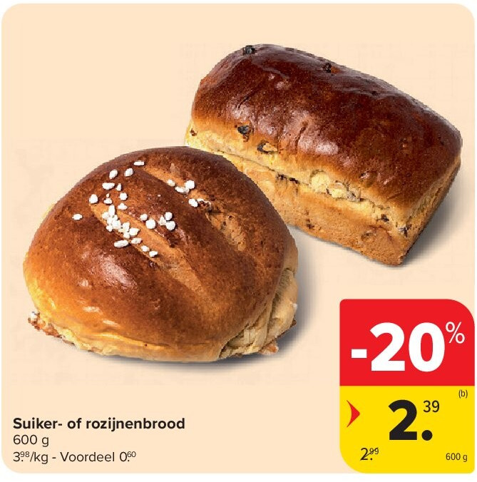 Suiker- of rozijnenbrood