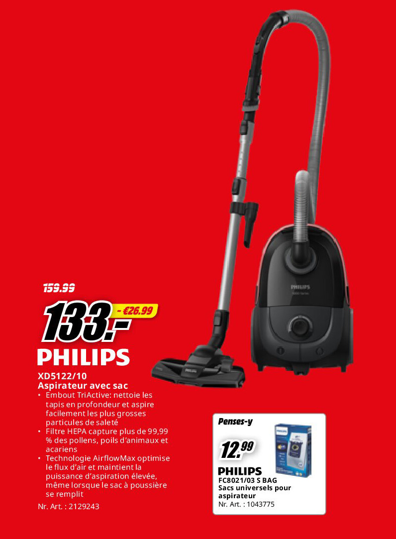 Philips XD5122/10 Aspirateur avec sac