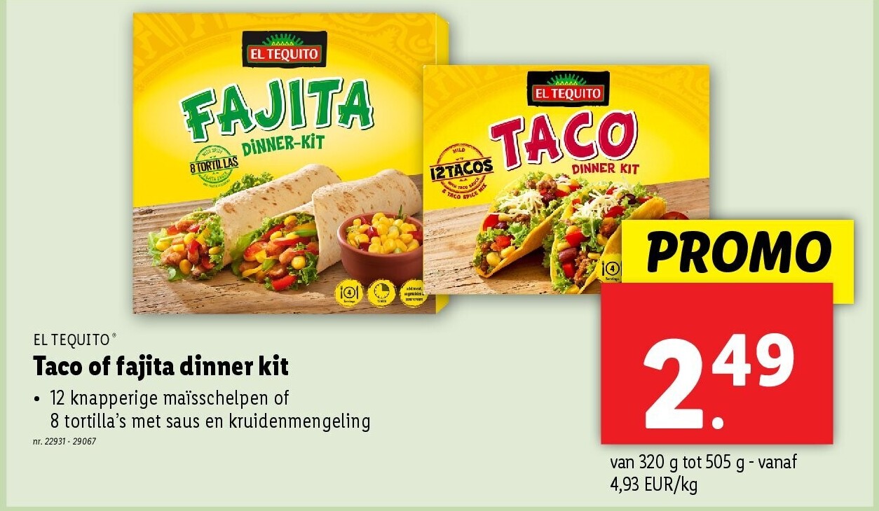 Taco of fajita dinner kit