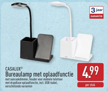 Bureaulamp met oplaadfunctie
