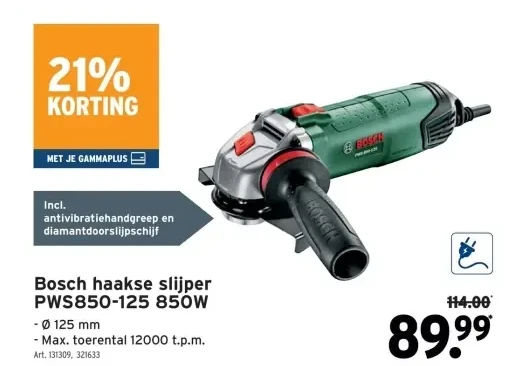 Bosch haakse slijper PWS850-125 850W