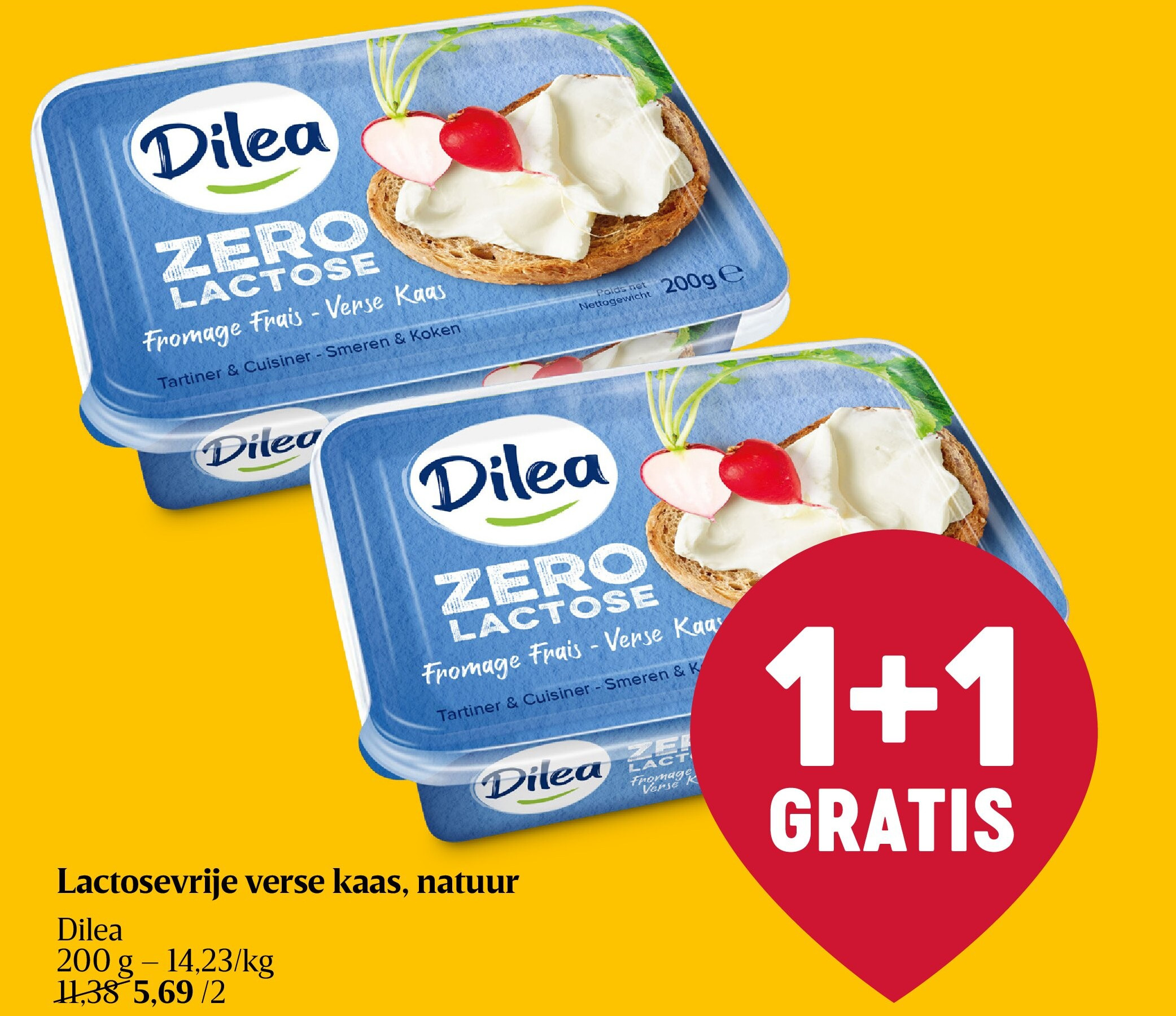 Lactosevrije verse kaas, natuur