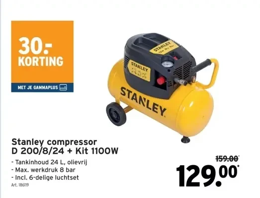 Stanley compressor D 200/8/24 + Kit 1100W