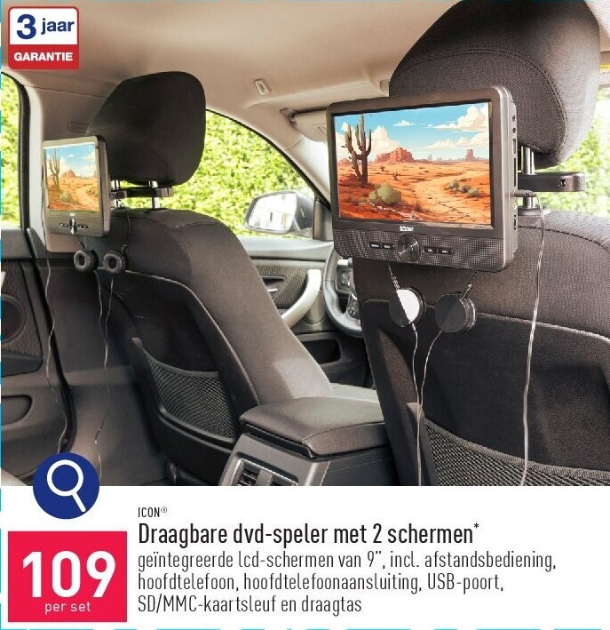 Draagbare dvd-speler met 2 schermen