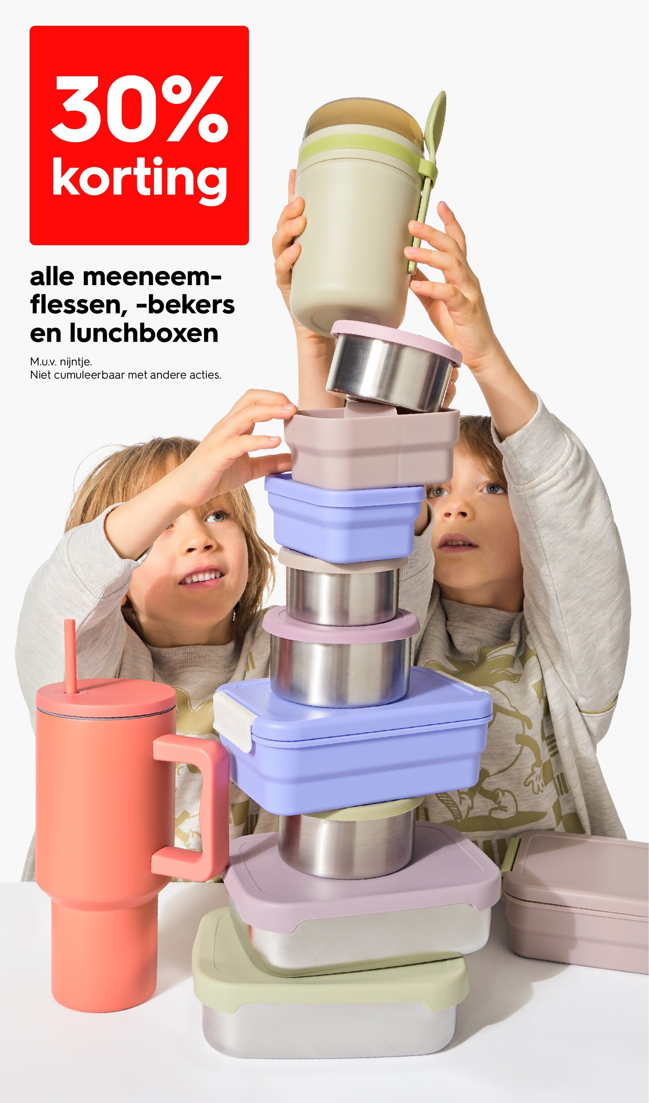 alle meeneemflessen, -bekers en lunchboxen