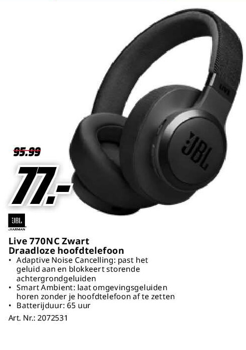 Live 770NC Zwart Draadloze hoofdtelefoon