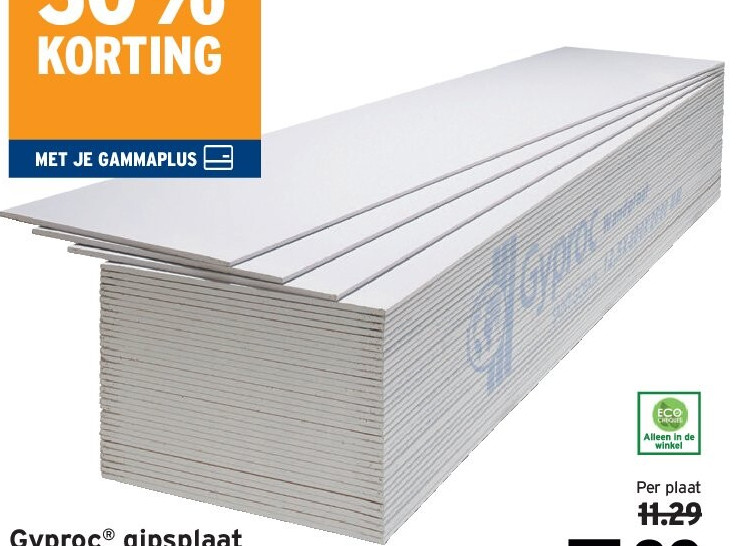 Gyproc gipsplaat dikte 12,5 mm