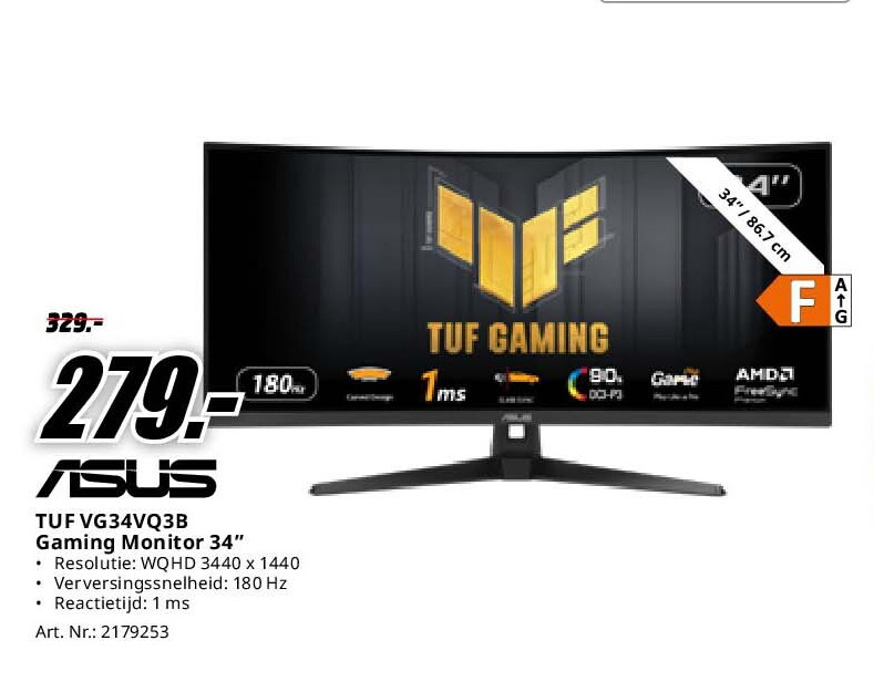 Asus TUF VG34VQ3B Gaming Monitor 34”