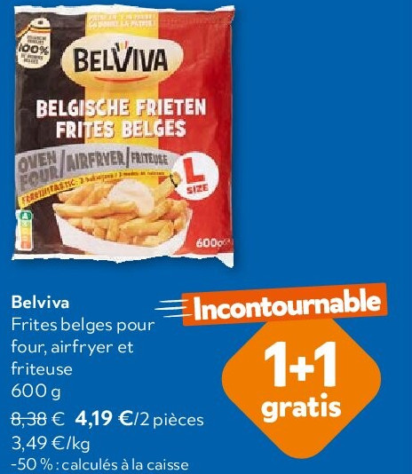 Belviva Frites belges pour four, airfryer et friteuse 600 g