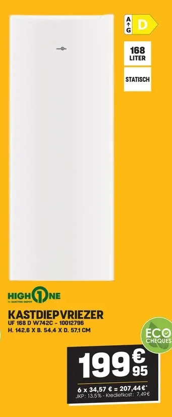 High One KASTDIEPVRIEZER UF 168 D W742C