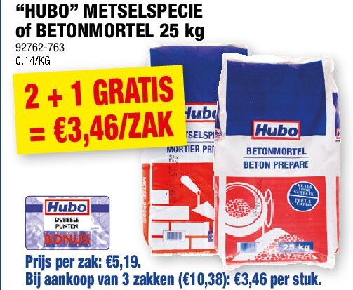 “HUBO” METSELSPECIE of BETONMORTEL 25 kg