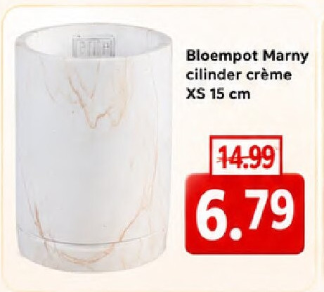 Bloempot Marny cilinder crème XS 15 cm