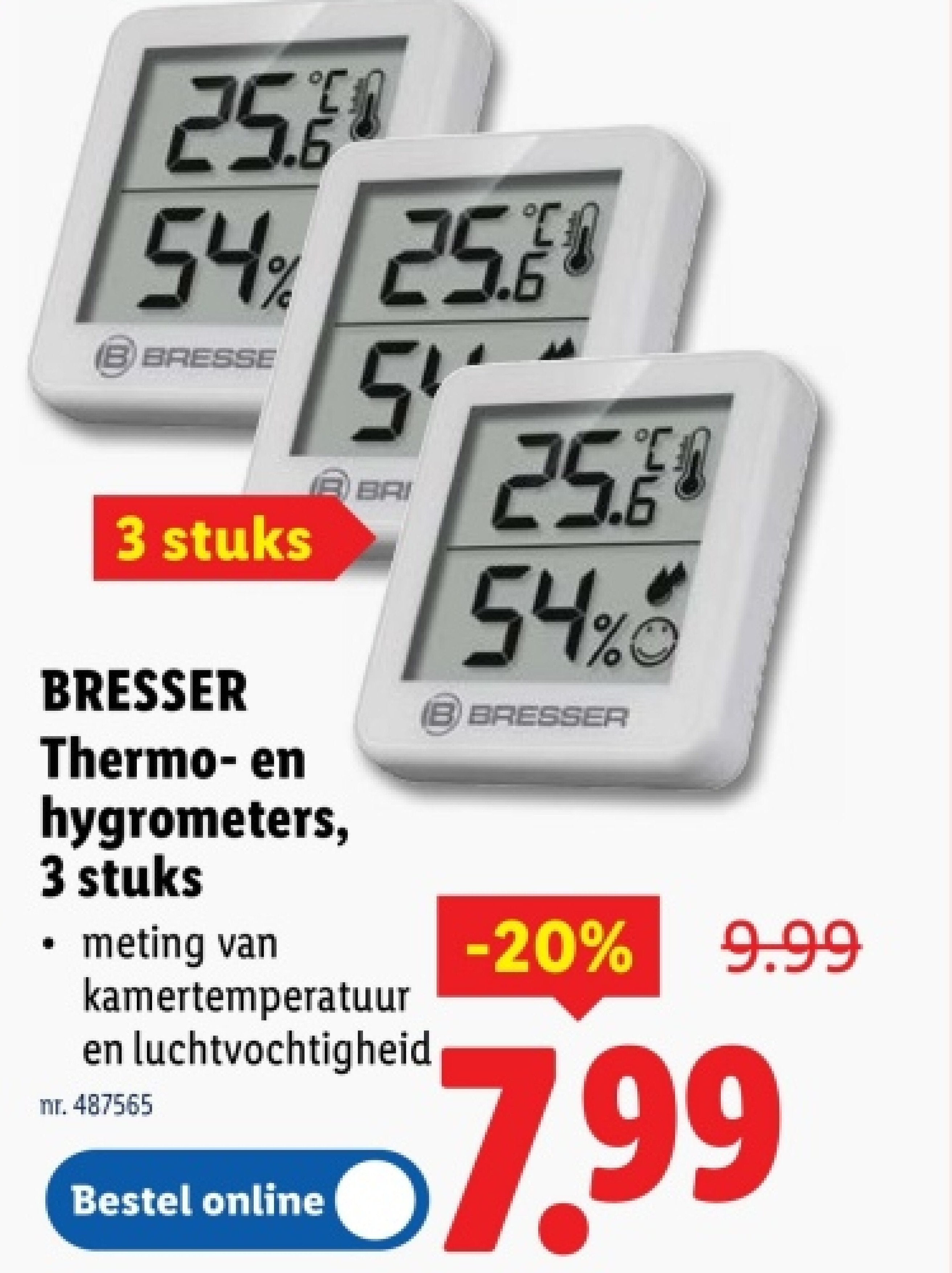 Thermo- en hygrometers, 3 stuks