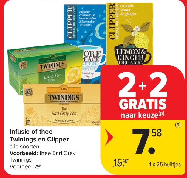 Infusie of thee Twinings en Clipper