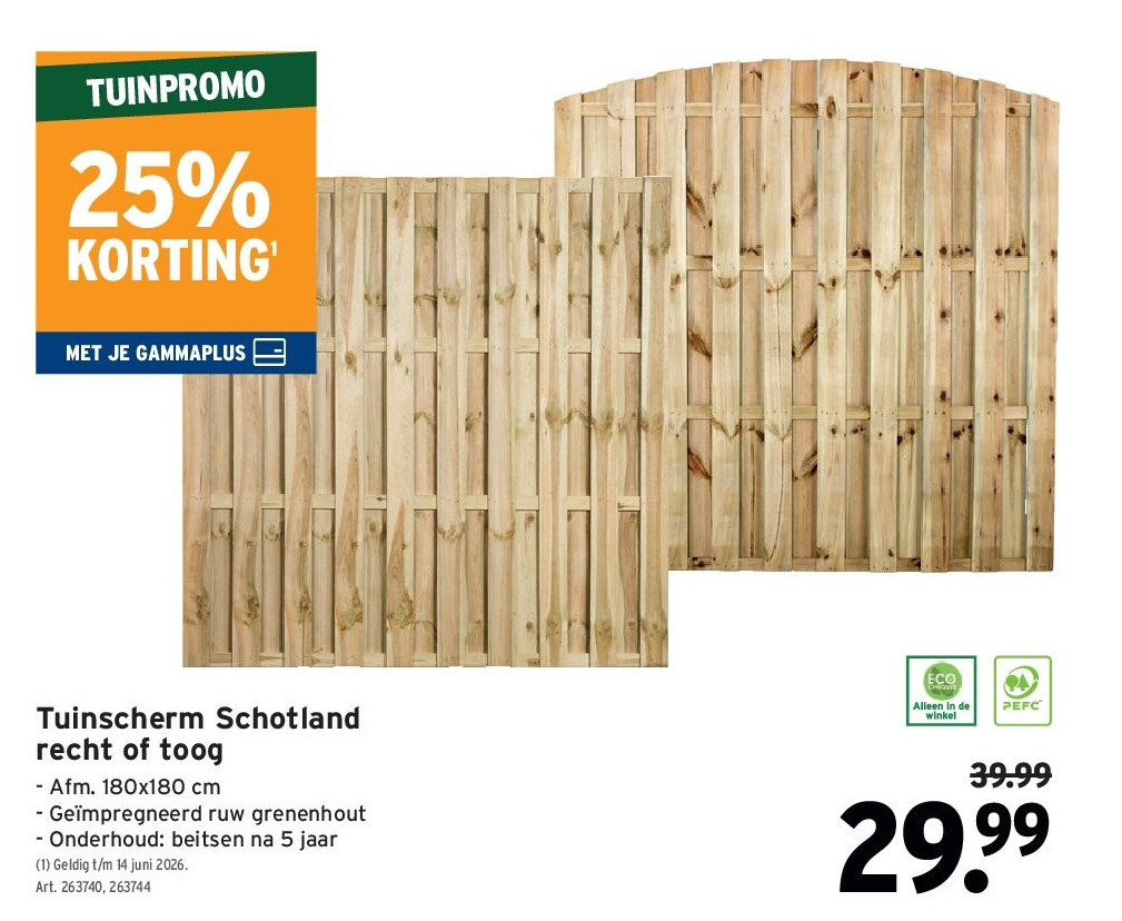 Tuinscherm Schotland recht of toog
