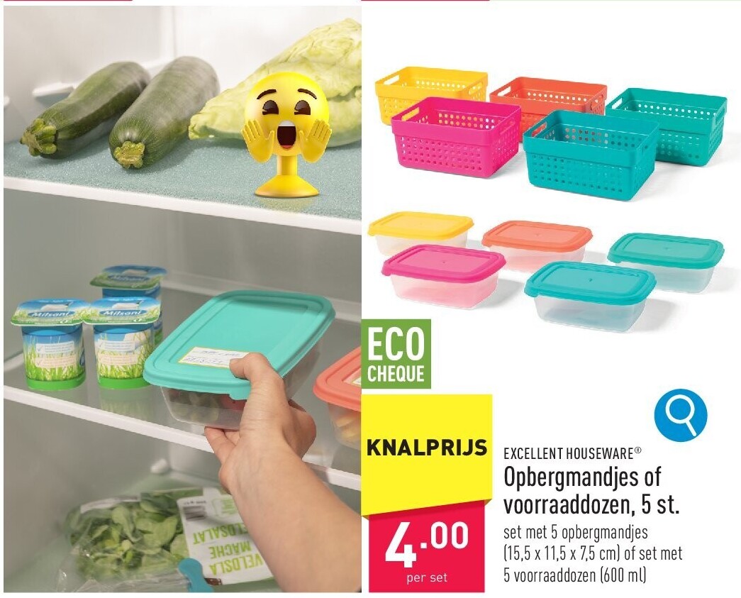Opbergmandjes of voorraaddozen, 5 st.