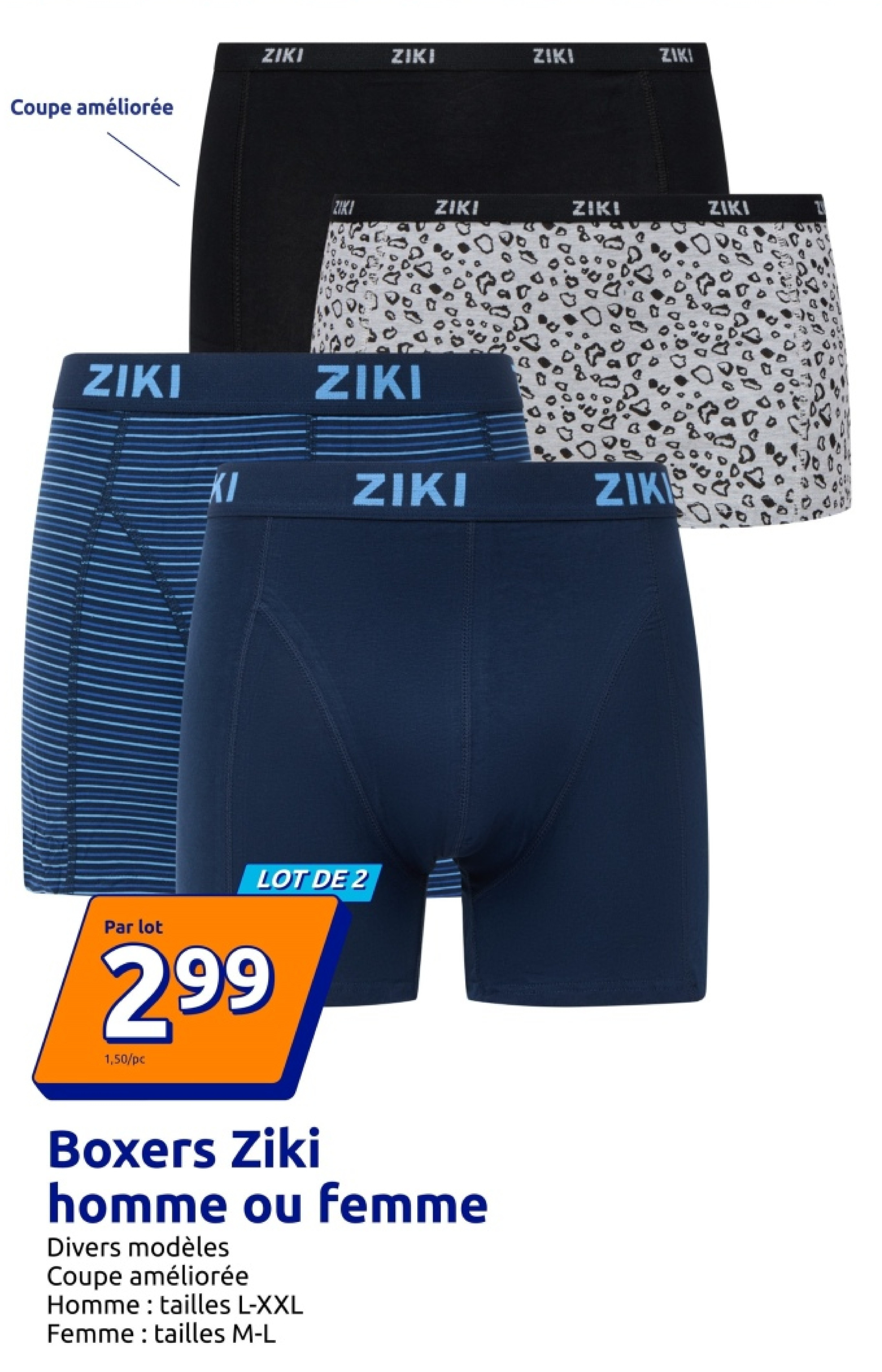 Boxers Ziki homme ou femme