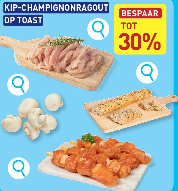 KIP-CHAMPIGNONRAGOUT OP TOAST
