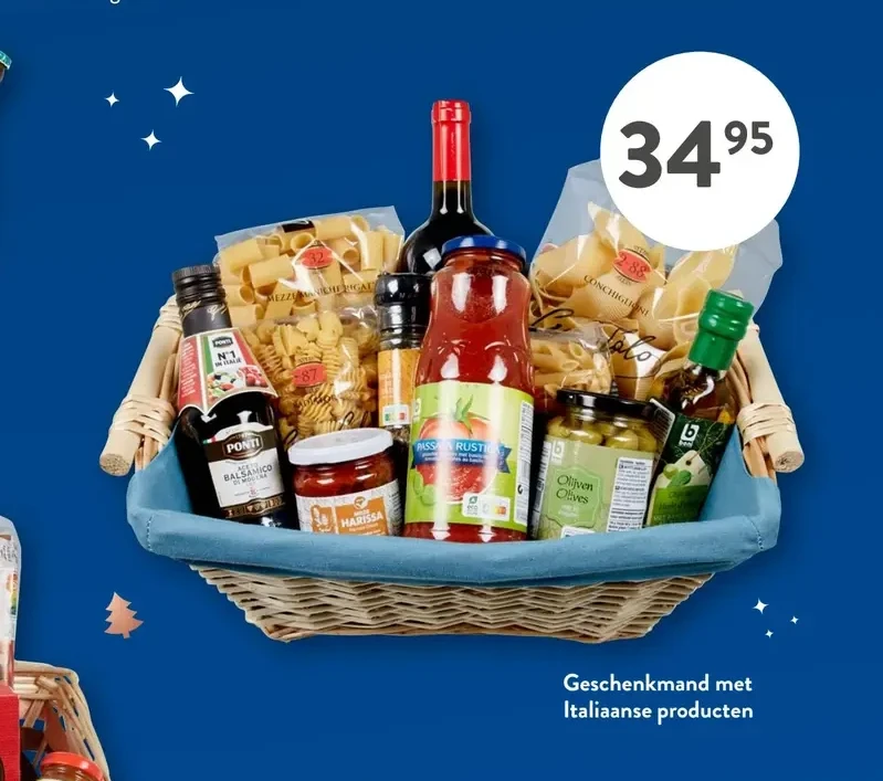 Geschenkmand met Italianse producten
