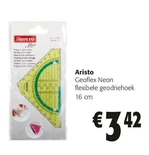 Aristo Geoflex Neon flexibele geodriehoek 16 cm