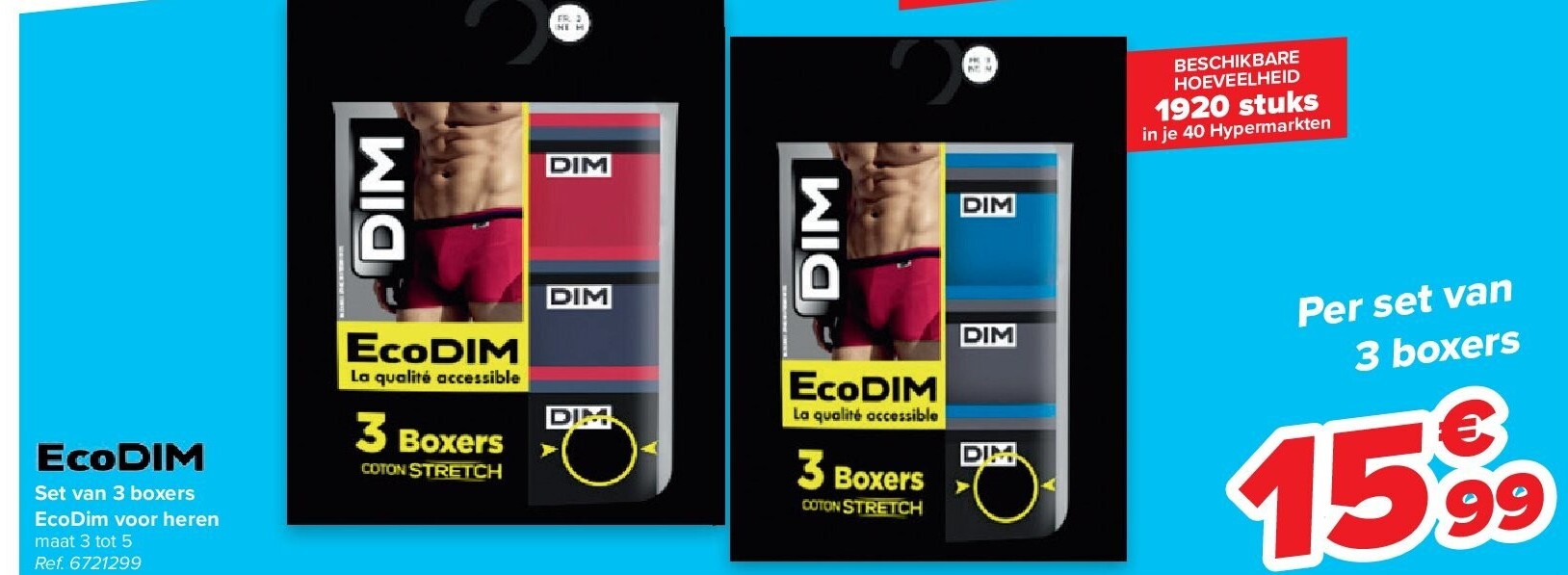 Set van 3 boxers EcoDim voor heren