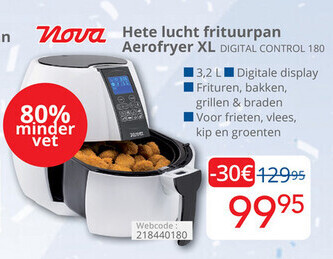 Nova Hete lucht frituurpan Aerofryer XL
