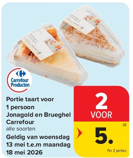 Portie taart voor 1 persoon Jonagold en Brueghel Carrefour