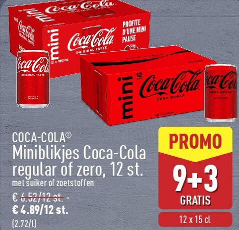 Miniblikjes Coca-Cola regular of zero, 12st.