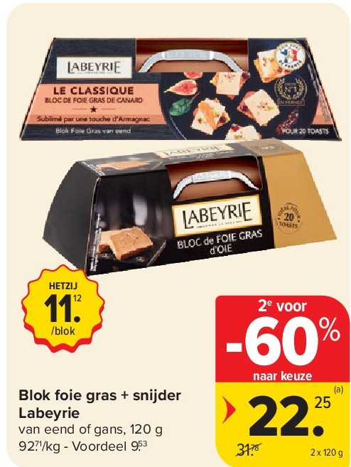 Blok foie gras + snijder Labeyrie