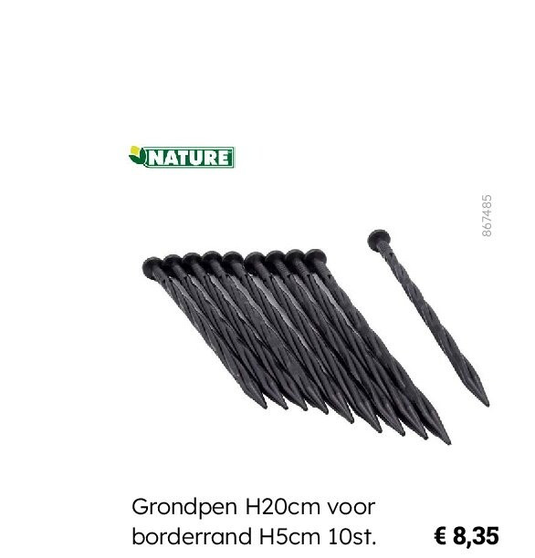Grondpen H20cm voor borderrand H5cm 10st.