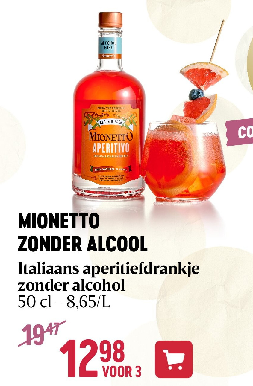 MIONETTO ZONDER ALCOOL Italiaans aperitiefdrankje zonder alcohol
